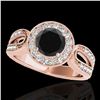 Image 1 : 1.4 ctw Certified VS Black Diamond Solitaire Halo Ring 10k Rose Gold - REF-57Y8X