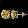 Image 2 : 4 ctw Certified Intense Yellow Diamond Stud Earrings 10k Yellow Gold - REF-724F3M