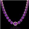 Image 2 : 175 ctw Amethyst & Diamond Micro Eternity Necklace 14k Rose Gold - REF-483N6F