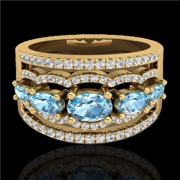 2.25 ctw Sky Blue Topaz & Micro Pave VS/SI Diamond Ring 10k Yellow Gold - REF-81W8H