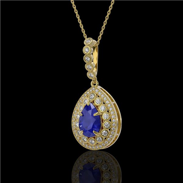 4.97 ctw Sapphire & Diamond Victorian Necklace 14K Yellow Gold - REF-160K2Y