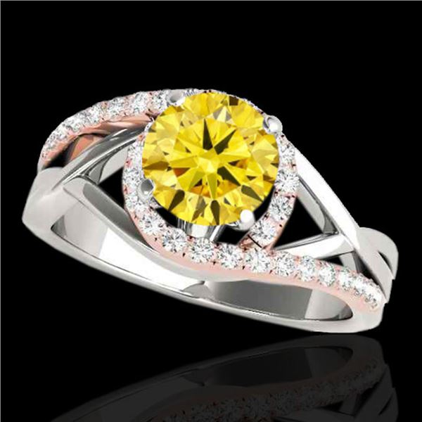 1.55 ctw Certified SI Fancy Diamond Bypass Solitaire Ring 10k 2Tone Gold - REF-245X5A