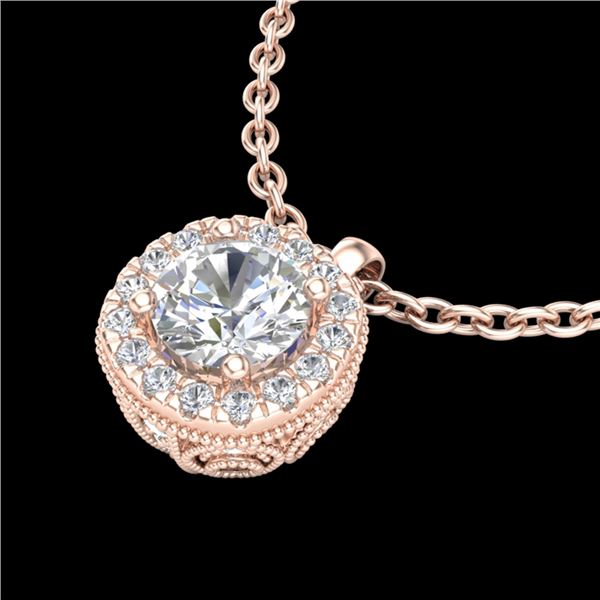 1.1 ctw VS/SI Diamond Solitaire Art Deco Stud Necklace 18k Rose Gold - REF-218M2G