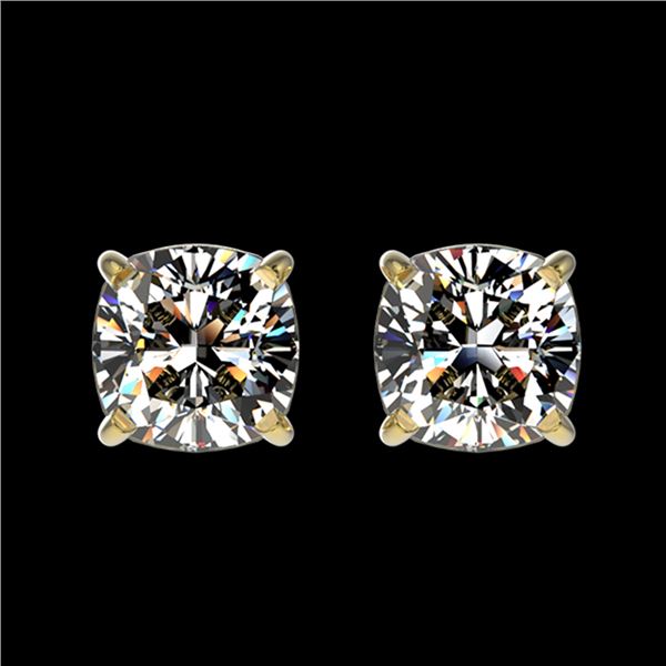 1 ctw Certified VS/SI Quality Cushion Diamond Stud Earrings 10k Yellow Gold - REF-120X3A