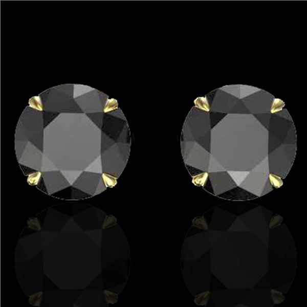 4 ctw Black Diamond Designer Earrings 18k Yellow Gold - REF-125X5A