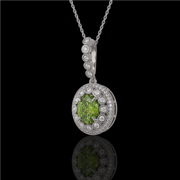 4.22 ctw Tourmaline & Diamond Victorian Necklace 14K White Gold - REF-134W2H