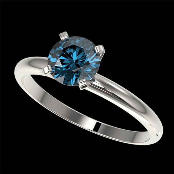 1.03 ctw Certified Intense Blue Diamond Engagment Ring 10k White Gold - REF-92R2K