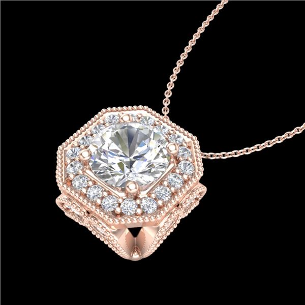 1.54 ctw VS/SI Diamond Solitaire Art Deco Necklace 18k Rose Gold - REF-409Y3X