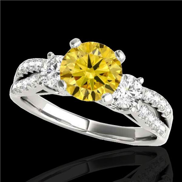 1.75 ctw SI/I Fancy Intense Yellow Diamond 3 Stone Ring 10k White Gold - REF-244H3R