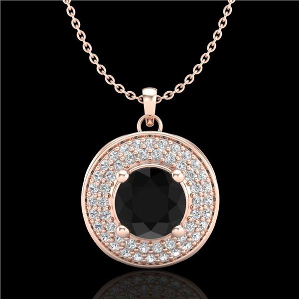 1.25 ctw Fancy Black Diamond Art Deco Stud Necklace 18k Rose Gold - REF-83H6R