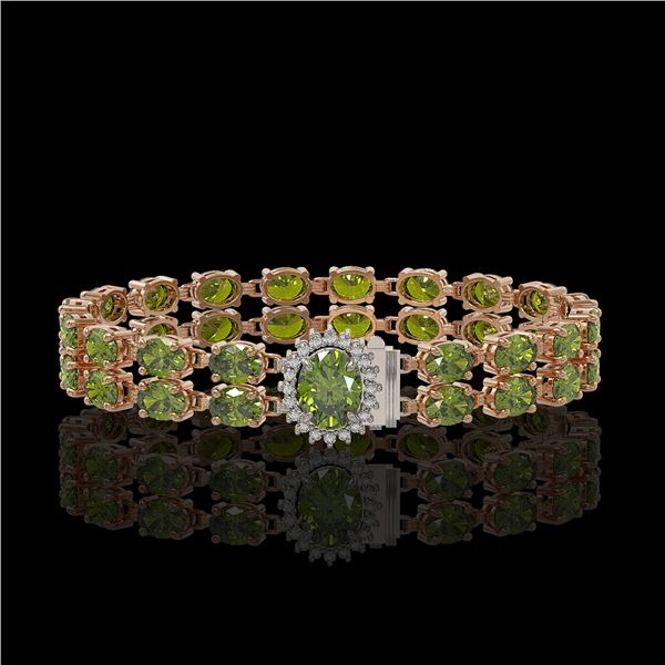 16.97 ctw Tourmaline & Diamond Bracelet 14K Rose Gold - REF-263N6F