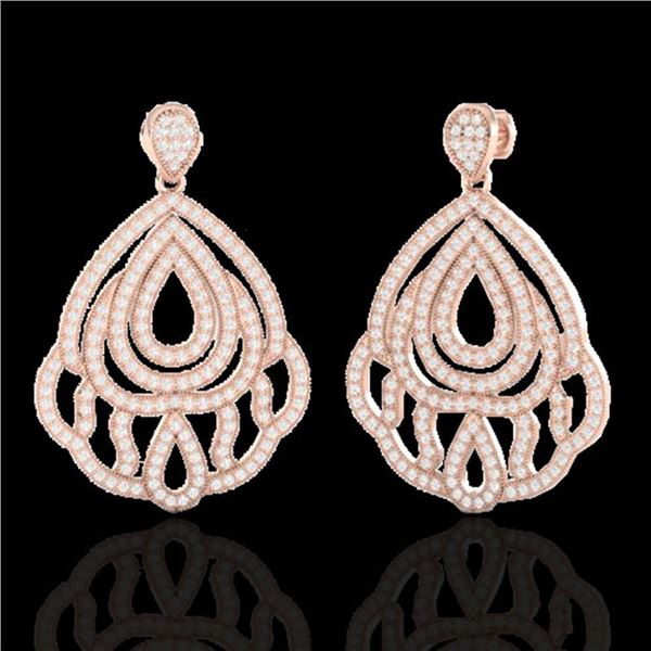 3 ctw Micro Pave VS/SI Diamond Earrings Designer 14k Rose Gold - REF-256G9W