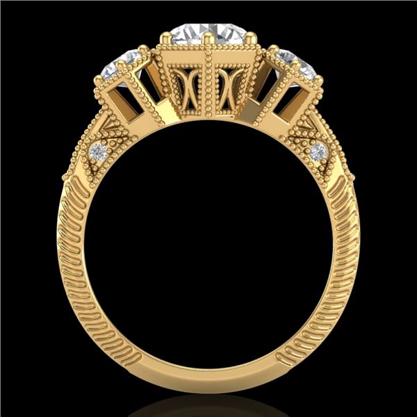 1.66 ctw VS/SI Diamond Solitaire Art Deco 3 Stone Ring 18k Yellow Gold - REF-445R5K