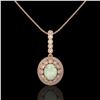 Image 2 : 3.9 ctw Certified Opal & Diamond Victorian Necklace 14K Rose Gold - REF-139W8H