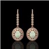 Image 1 : 7.81 ctw Certified Opal & Diamond Victorian Earrings 14K Rose Gold - REF-256W8H