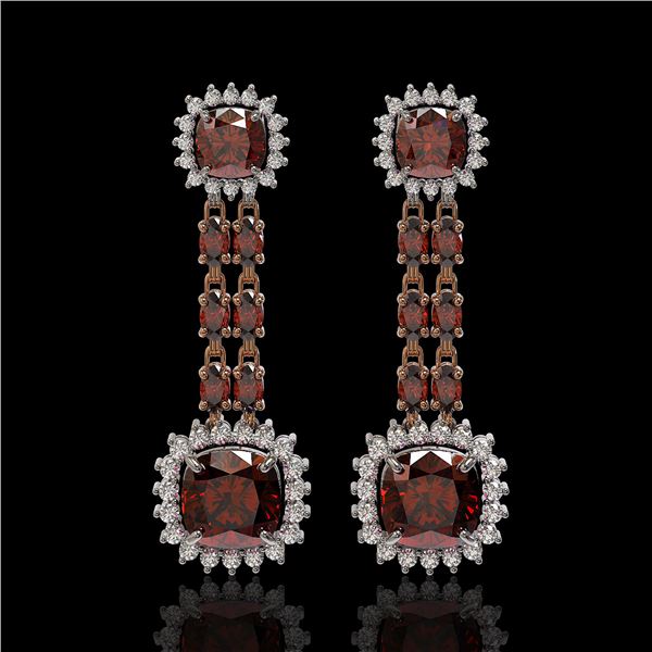 18.92 ctw Garnet & Diamond Earrings 14K Rose Gold - REF-231G5W