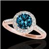 Image 1 : 2 ctw SI Certified Fancy Blue Diamond Solitaire Halo Ring 10k Rose Gold - REF-259X3A