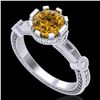 Image 1 : 1.71 ctw Intense Fancy Yellow Diamond Art Deco Ring 18k White Gold - REF-345Y5X