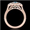 Image 3 : 1.05 ctw Intense Blue Diamond Art Deco 3 Stone Ring 18k Rose Gold - REF-161N8F