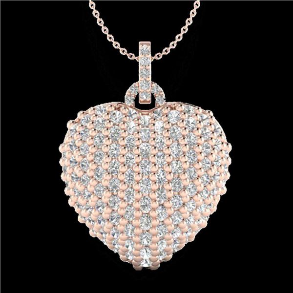 3 ctw Micro Pave VS/SI Diamond Designer Heart Necklace 14k Rose Gold - REF-189Y6X