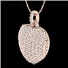 Image 2 : 3 ctw Micro Pave VS/SI Diamond Designer Heart Necklace 14k Rose Gold - REF-189Y6X