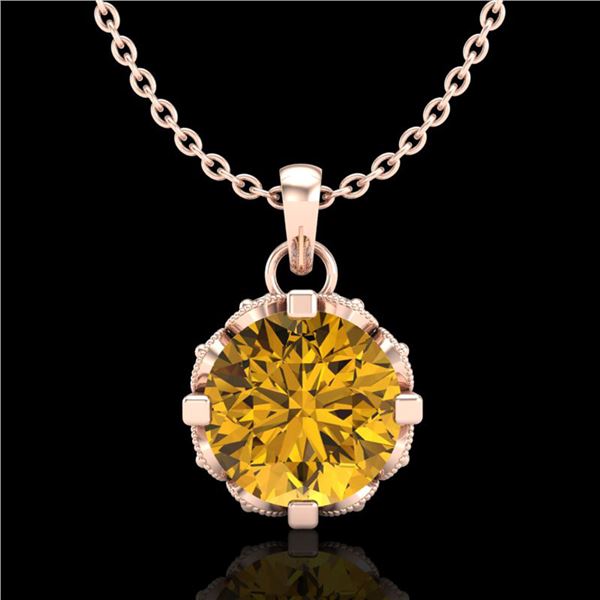 1.14 ctw Intense Fancy Yellow Diamond Art Deco Necklace 18k Rose Gold - REF-121A8N