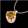 Image 2 : 1.14 ctw Intense Fancy Yellow Diamond Art Deco Necklace 18k Rose Gold - REF-121A8N