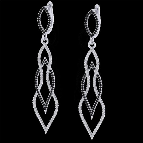 1.90 ctw Micro Pave Black & VS/SI Diamond Earrings 14k White Gold - REF-153F3M