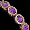 Image 3 : 13.11 ctw Amethyst & Diamond Micro Pave Halo Bracelet 10k Rose Gold - REF-263M6G