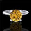 Image 2 : 1.6 ctw Intense Fancy Yellow Diamond Art Deco Ring 18k White Gold - REF-216W8H