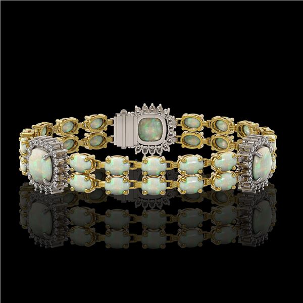 16.55 ctw Opal & Diamond Bracelet 14K Yellow Gold - REF-286N2F