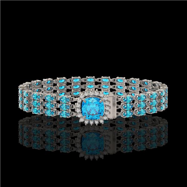 29.89 ctw Swiss Topaz & Diamond Bracelet 14K White Gold - REF-281G8W