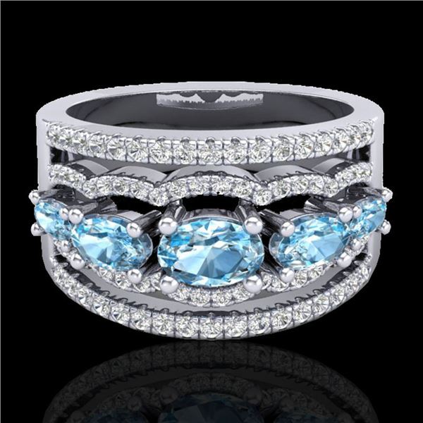 2.25 ctw Sky Blue Topaz & Micro Pave VS/SI Diamond Ring 10k White Gold - REF-81M8G