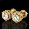 Image 1 : 1.15 ctw VS/SI Diamond Solitaire Art Deco Stud Earrings 18k Yellow Gold - REF-214K5Y
