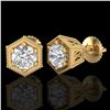 Image 2 : 1.15 ctw VS/SI Diamond Solitaire Art Deco Stud Earrings 18k Yellow Gold - REF-214K5Y