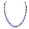 Image 3 : 45.25 ctw Tanzanite & Diamond Eternity Micro Necklace 14k White Gold - REF-436W4H