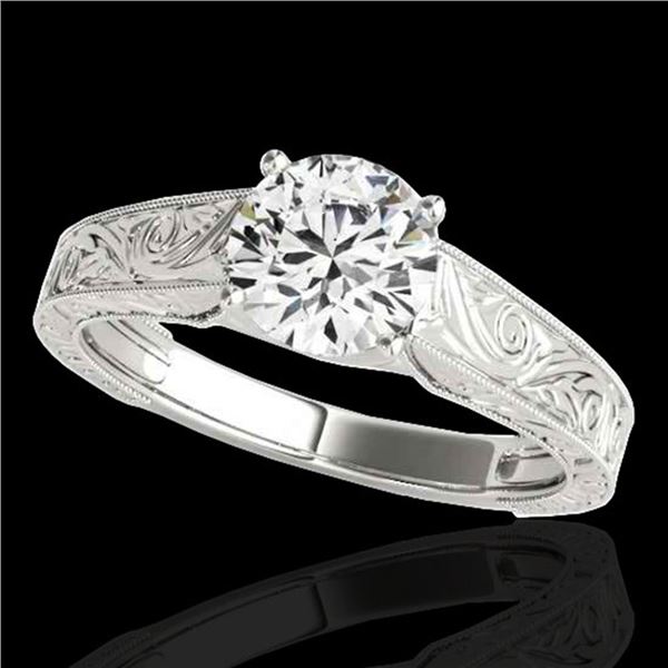 1.5 ctw Certified Diamond Solitaire Antique Ring 10k White Gold - REF-327M3G
