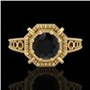 Image 2 : 1 ctw Fancy Black Diamond Engagment Art Deco Ring 18k Yellow Gold - REF-100Y2X