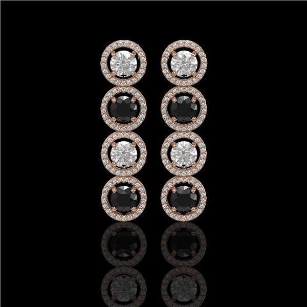 5.58 ctw Black & Diamond Micro Pave Earrings 18K Rose Gold - REF-436F2M