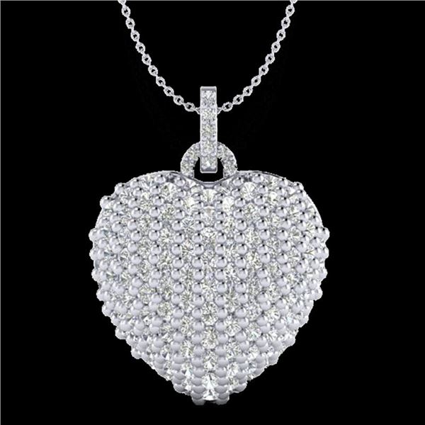 3 ctw Micro Pave VS/SI Diamond Designer Heart Necklace 18k White Gold - REF-200A2N