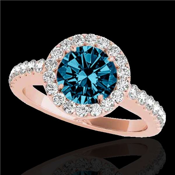 1.65 ctw SI Certified Fancy Blue Diamond Halo Ring 10k Rose Gold - REF-177W3H
