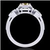 Image 3 : 1.01 ctw Intense Fancy Yellow Diamond Art Deco Ring 18k White Gold - REF-178H2R