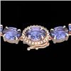 Image 1 : 45.25 ctw Tanzanite & Diamond Eternity Micro Necklace 14k Rose Gold - REF-436R4K