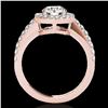 Image 2 : 1.65 ctw Certified Diamond Solitaire Halo Ring 10k Rose Gold - REF-211Y4X