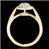 Image 2 : 1.45 ctw Certified Diamond Solitaire Halo Ring 10k Yellow Gold - REF-197N8F