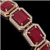 Image 3 : 38.61 ctw Ruby & Diamond Micro Pave Halo Bracelet 10k Rose Gold - REF-424H5R