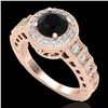 Image 1 : 1.53 ctw Fancy Black Diamond Engagment Art Deco Ring 18k Rose Gold - REF-127G3W