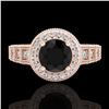Image 2 : 1.53 ctw Fancy Black Diamond Engagment Art Deco Ring 18k Rose Gold - REF-127G3W