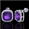 Image 2 : 12 ctw Amethyst & Micro Pave VS/SI Diamond Earrings 18k White Gold - REF-88R2K