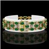 Image 2 : 17.74 ctw Emerald & Diamond Row Bracelet 10K Yellow Gold - REF-245R5K